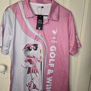 Pink and White Golf Women's Top